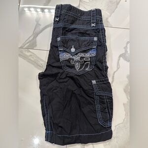 Men’s Rock Revival Classic Black Cargo Shorts